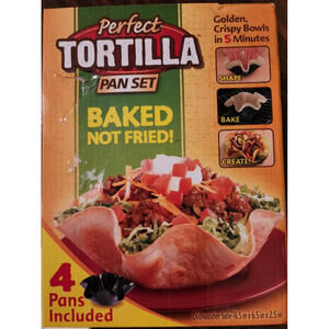 OVEN BAKED TACO Bowl SHELL TORTILLA Pan SET OF 4 FOUR 6.5 x 6.5 x 2.5 NEW